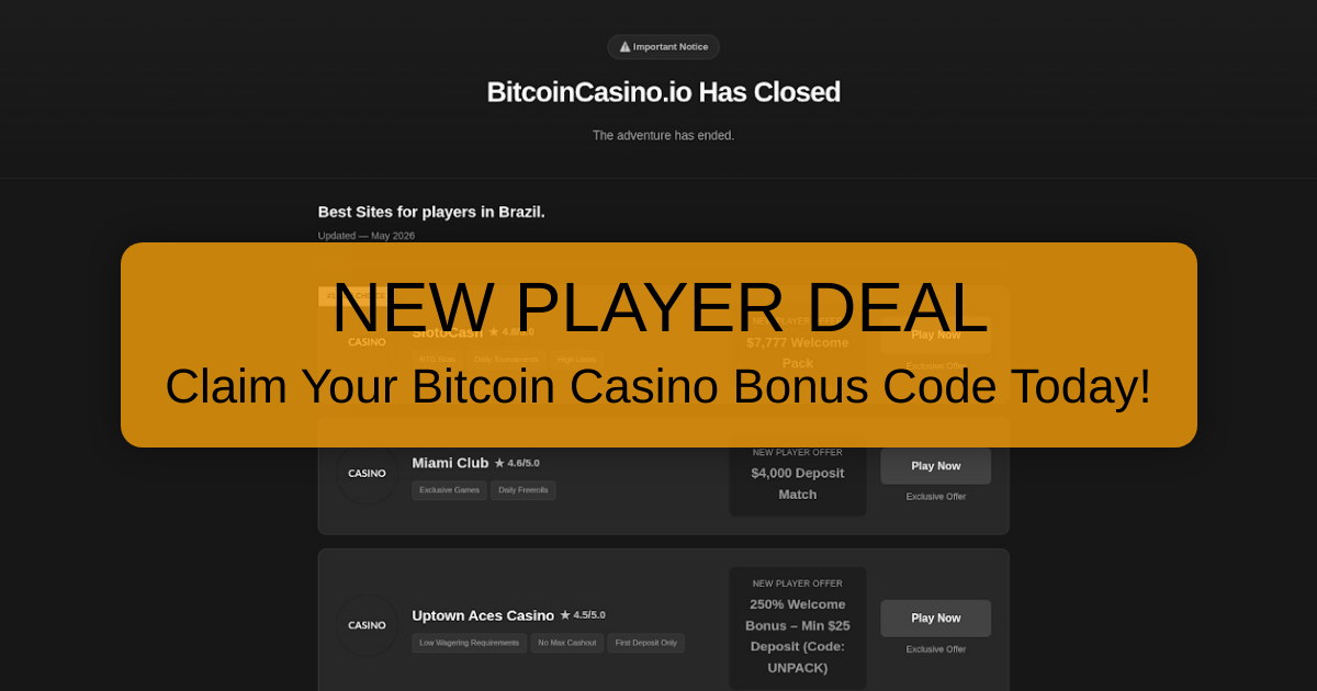 Bitcoin Casino Bonus Code 2026 | Top USA Crypto Bonuses